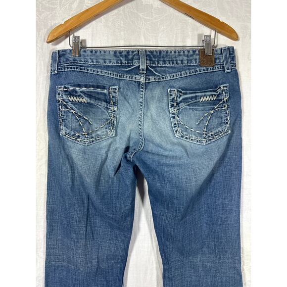 BKE Jeans 30x31.5 Sabrina Low Rise Flare VTG Y2K Distressed Blue Denim Buckle - Picture 8 of 12